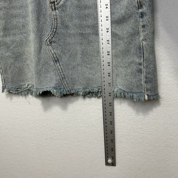 Pistola Nina Denim Mini Dress Raw Hem Snaps Acid Wash Size XS - Picture 8 of 9